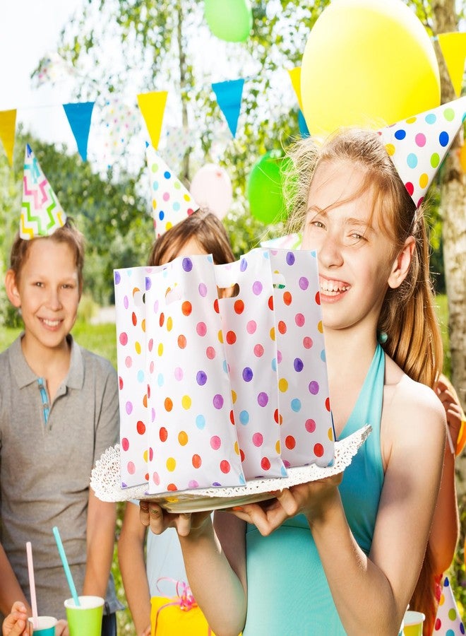 Bulyoou 50 Pcs Polka Dots Gift Bags Bulk with Handles Colorful Watercolor Polka Dot Party Favor Bag Candy Snack Treat Goodie Pouch for Birthday Baby Shower Wedding Shopping Pastel Party Supplies - Image 5